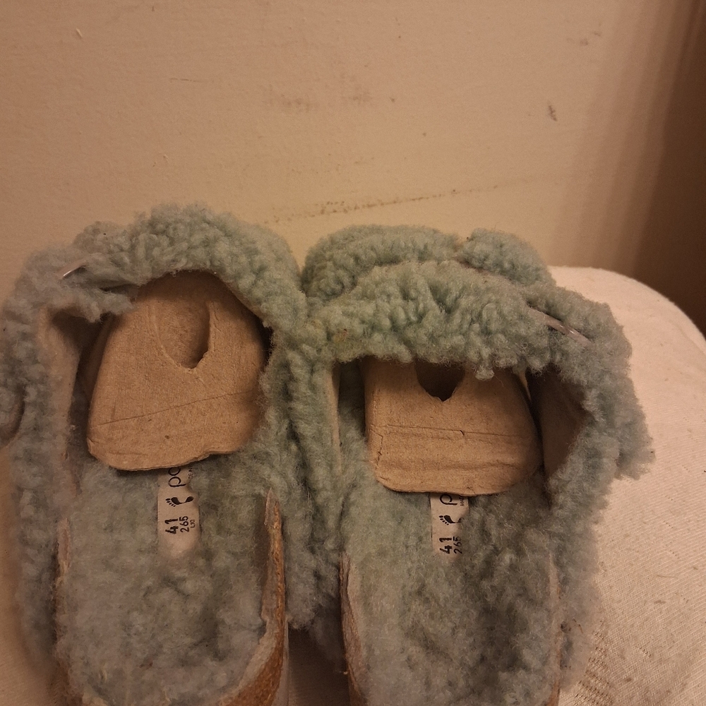Womens BIRKENSTOCK PAPILLIO Cozy Faux Slide Sandals, Light Sage Size 41, US 10 - Picture 4 of 16